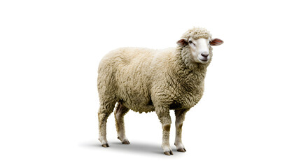 Qurban Sheep for Eid al-Adha &ndash; White Sheep Isolated on White Background  