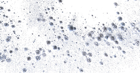 Abstract background of silver bubbles floating on white. Perfect for cosmetics, spa, and luxury products.