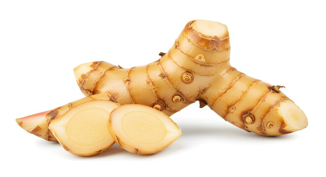 Fresh Kencur Root (Kaempferia galanga) with Sliced Pieces