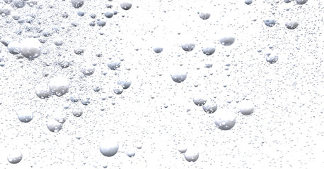 White background with many small and large bubbles. Perfect for beauty, spa, or clean product visuals.