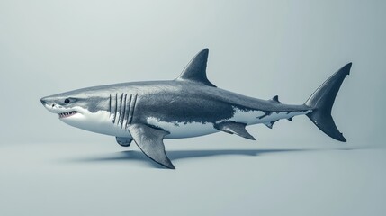 Majestic great white shark marine predator in detailed 3D rendering artwork