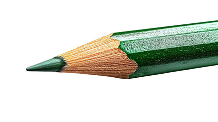 Pencil's Sharp Tip: A close-up captures a perfectly sharpened green pencil, the graphite tip ready for precision and creativity, a symbol of writing, drawing, and artistry.