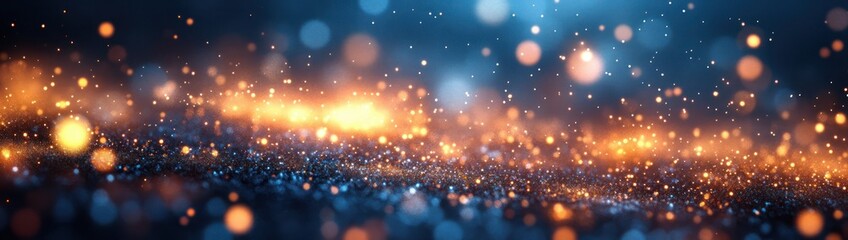 Obraz premium New Year Celebration Festive Background with Blue Bokeh Light Sparkles and Starry Sky