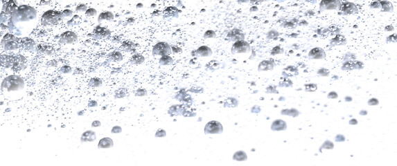 Close-up of many small and large bubbles on a white background. Perfect for cosmetic or cleaning product visuals.