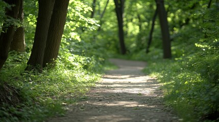 Fototapeta premium Two diverging forest paths: one overgrown, the other well-kept, symbolizing choices between tradition and progress.