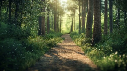 Obraz premium Two diverging forest paths: one overgrown, the other well-kept, symbolizing choices between tradition and progress.