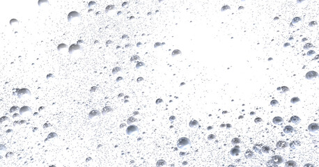 White background with many small and large bubbles. Perfect for cosmetic products or spa.