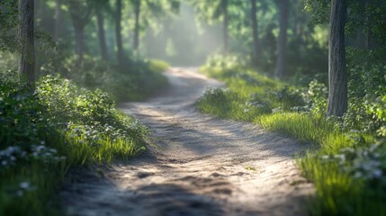 Obraz premium Two diverging forest paths: one overgrown, the other well-kept, symbolizing choices between tradition and progress.