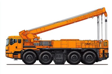 Heavy-Duty Orange Crane Truck for Construction and Industrial Use