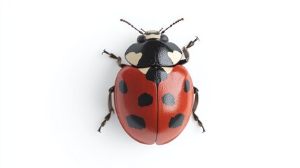 Fototapeta premium Detailed Close-Up of a Vibrant Ladybug on a Clean White Background