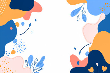 Abstract Colorful Shapes and Floral Border