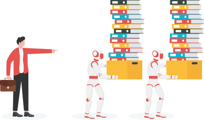 Businessman control the robot

