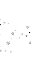 A digital illustration of scattered silver stars on a black background. The stars are of different sizes and create a sparkly, glittering effect.
