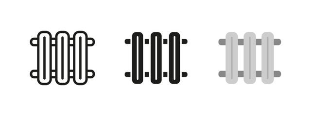 Radiator icon. Heating system vector illustration. Home appliance symbol for temperature regulation. Energy-efficient climate control pictogram. Warmth and comfort concept for interior design.