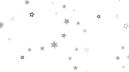 A burst of silver stars on a black background, creating a sparkling and festive atmosphere.