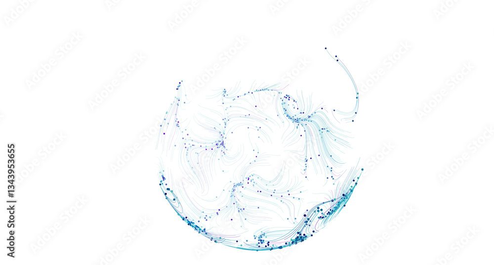 Poster abstract background image of a swirling blue data sphere. perfect for tech, ai, or network concepts.