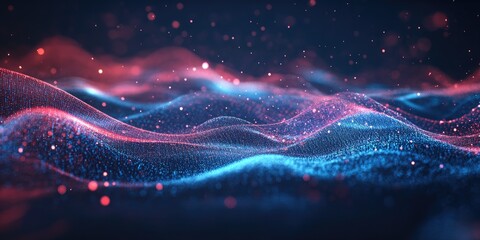 Abstract digital wave forms with particles