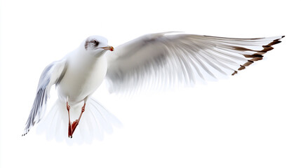 Obraz premium A seagull soaring gracefully in flight against a crisp white background