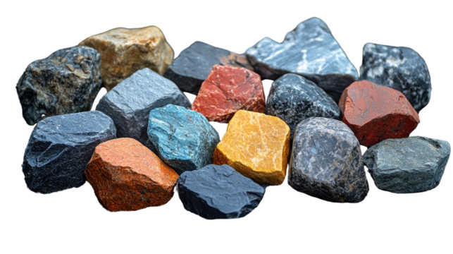 Colorful Rock Garden: A collection of diverse rocks, each showcasing a unique color and texture, arranged to create a visually engaging and naturalistic display.