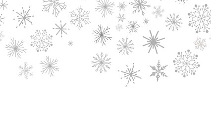 Gray Hand Drawn Snowflakes Scattered on White