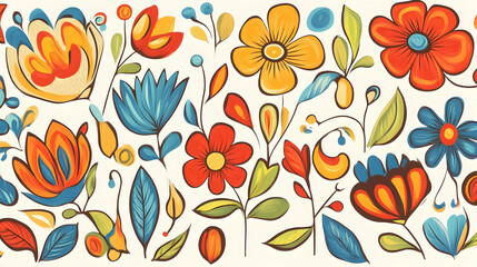 Colorful floral pattern design; perfect for textile, wallpaper, or website background