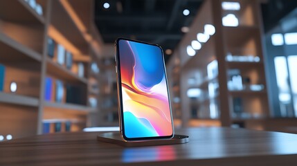 Smartphone display showcasing colorful abstract art