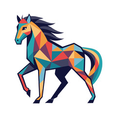 Obraz premium Colorful geometric horse illustration. Polygonal horse silhouette. Flat style illustration.