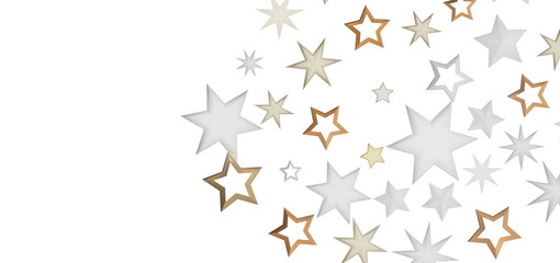 A pattern of gold and white stars on a black background.