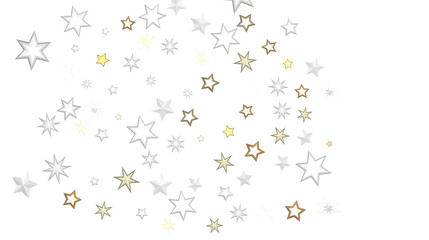 Banner with golden decoration. Festive border with falling glitter dust and stars.