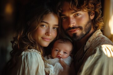 Nativity scene with Mary Joseph baby Jesus Christmas holy family birth of Salvation Messiah Emmanuel