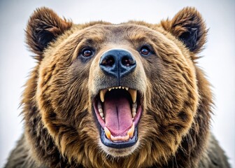 Fototapeta premium Ferocious Grizzly Bear Roar: Close-Up Wildlife Stock Photo