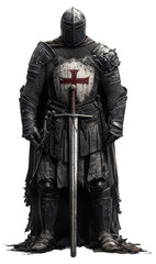 Fototapeta premium PNG Medieval knight in armor with a sword
