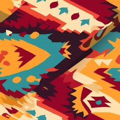 Abstract Geometric Textile Pattern with Vibrant Colors