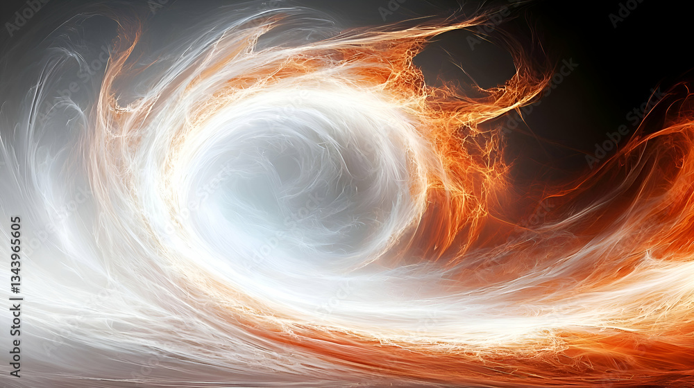 Fototapete abstract swirling light vortex with white and orange energy stream dynamic background