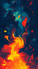 Fototapeta premium Abstract colorful swirl of blue, red, and yellow hues creating a dynamic visual effect