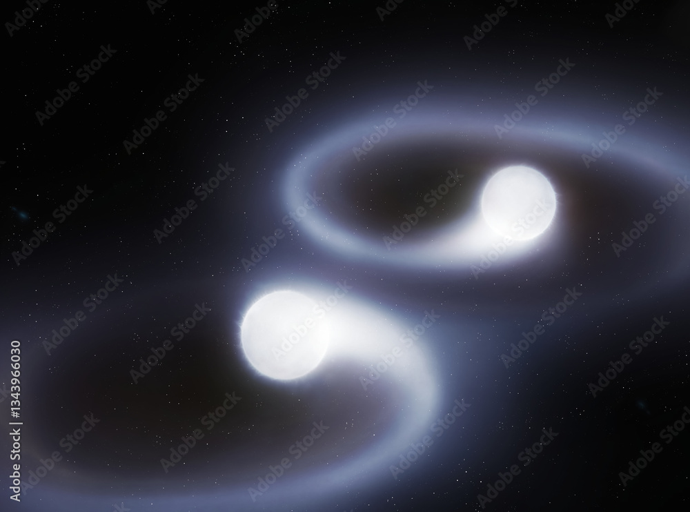 Wall mural merger of two neutron stars in space. collision of stars with emission of gravitational waves.