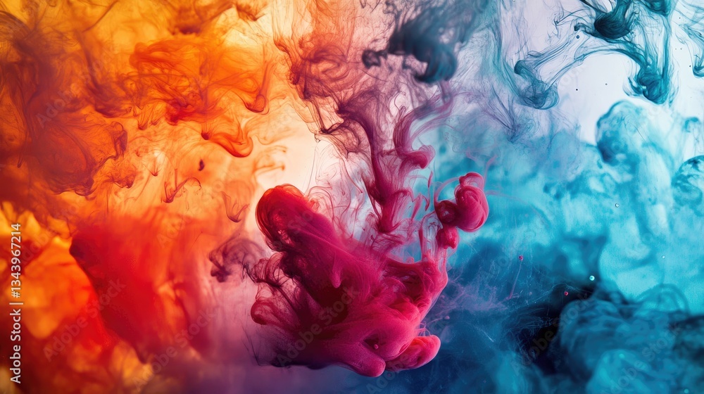 Aufkleber vibrant swirls of colorful ink mixing in fluid abstract patterns