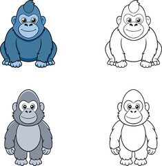 set of cartoon gorila