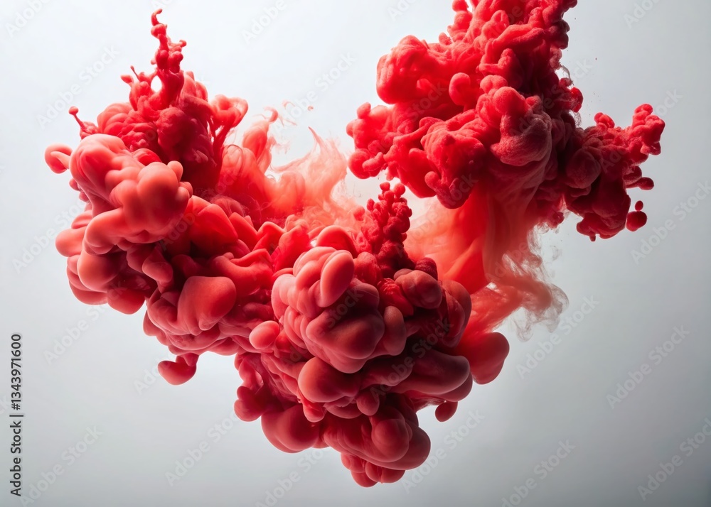 Poster floating red blobs: abstract minimalist art photography
