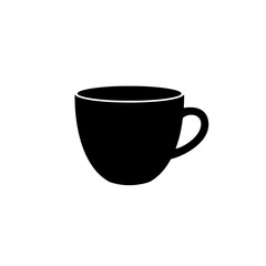 Silhouette Coffee Cup: A minimalist, solid black silhouette of a coffee cup. Perfect for design projects. 