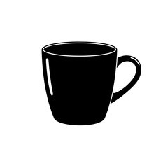 Black Ceramic Mug: An elegant, minimalist studio shot of a sleek, black ceramic mug, showcasing its smooth curves and classic design, perfect for coffee or tea, suggesting comfort and warmth.