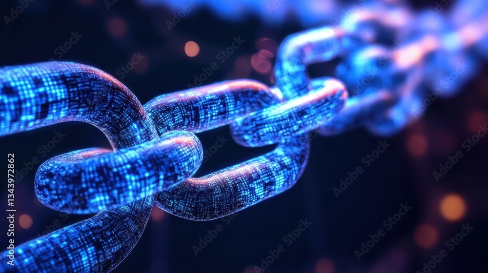 Aufkleber abstract financial blockchain background, distributed register technology with vibrant blue cybernet
