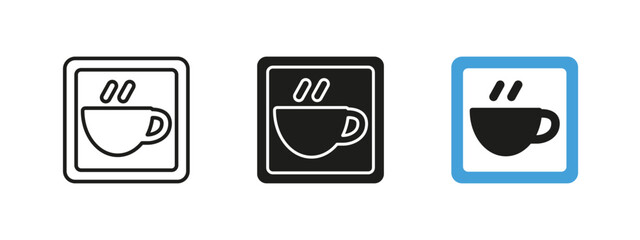 Coffee cup icon. Cafe and cafeteria sign. Hot beverage vector illustration. Steaming mug symbol for cafes and refreshment areas. Represents morning routines, coffee breaks and restaurants.