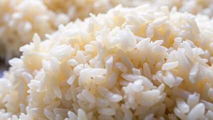 Fluffy White Rice Lunch Meal - Close Up Texture Stock Photo