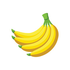 A bunch of ripe yellow bananas with white background