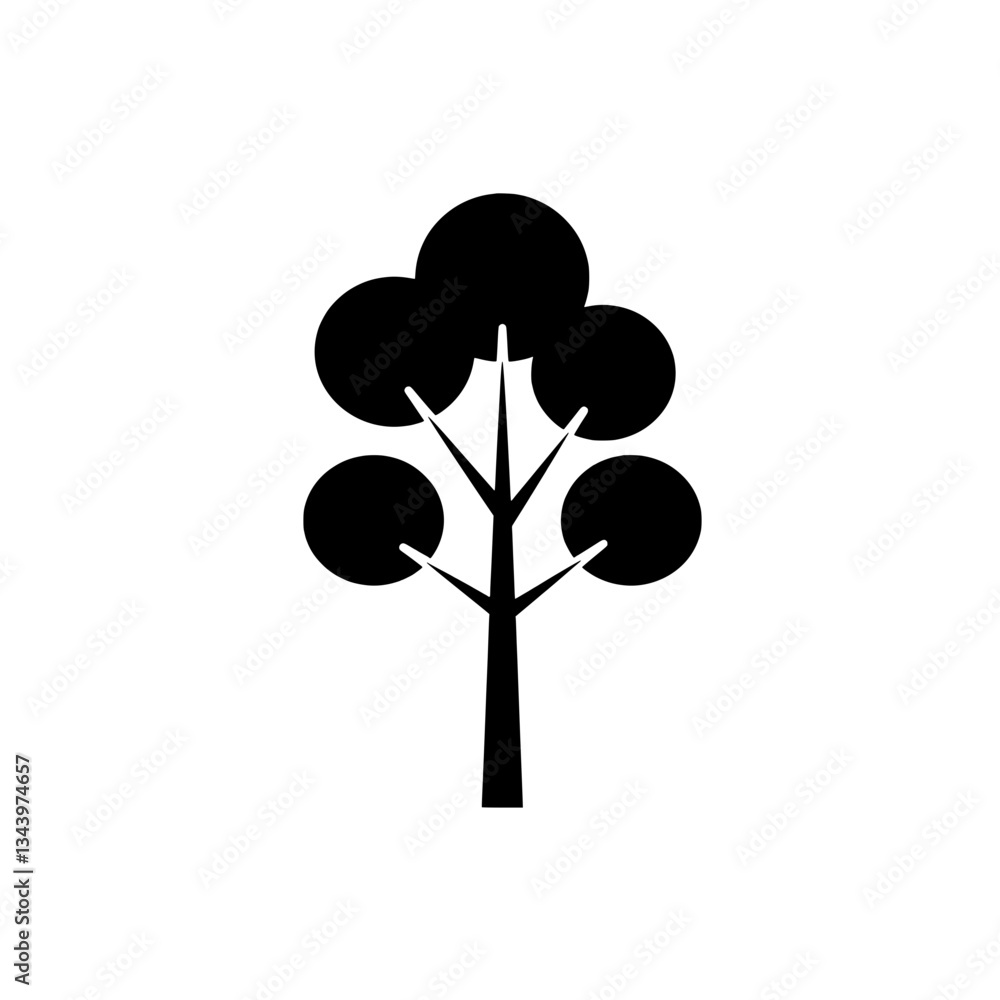 Poster tree icon: a simple, clean silhouette of a tree, perfect for various design applications.