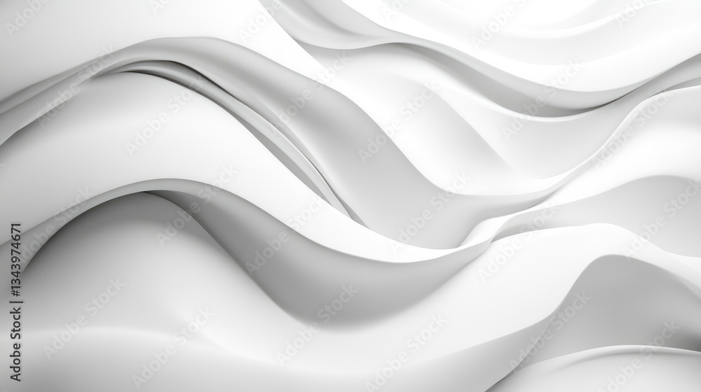 Poster abstract wavy white background with soft highlights and gentle shadows, creating a sophisticated loo