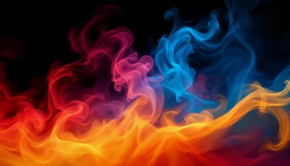 A Visual Ballet of Red, Orange, and Blue Smoke