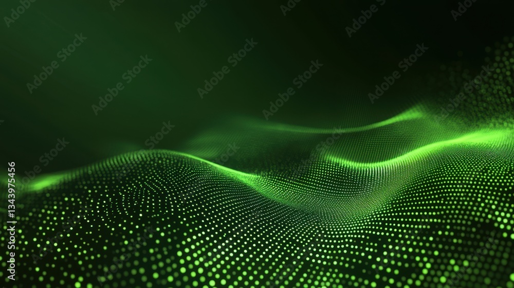 Aufkleber abstract glowing green matrix with dots of different sizes forming a cyber-tech aesthetic. perfect f