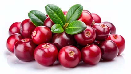 Fresh Cranberries on White Background - Vibrant Red Berries for Food Photography & Design